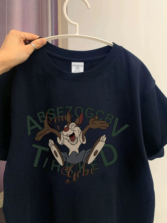 Four Seasons King of All-match~ Cotton short-sleeved T-shirt for women, loose oversize slimming top, fashionable and meat-covering couple shirt