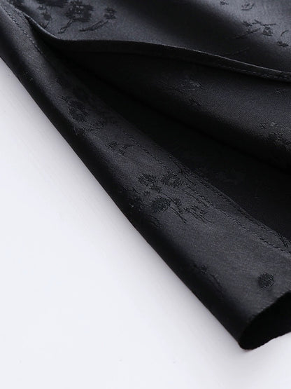 Yellow skirt new Chinese style black A-line long skirt temperament jacquard satin acetate skirt women summer