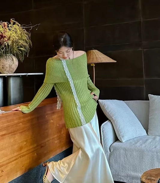 U+MINI Thirteen Lines 6163 New Spring Korean 20% Wool Beautiful Fashion Fine Shining Warm Sweater Women