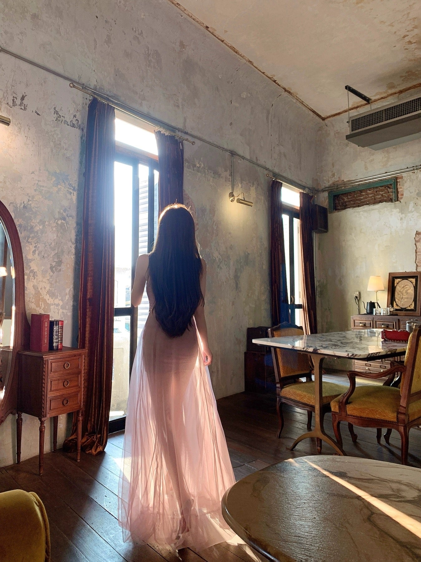 JUNSTUDIO [dujia Purple God Arrives] Waist Sling Long Skirt True Two-piece Vacation Mesh Dress