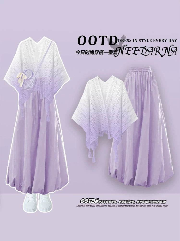 Summer dopamine unique beautiful slightly fat waist pinching Tyndall skirt suit female 2025 super good-looking dress