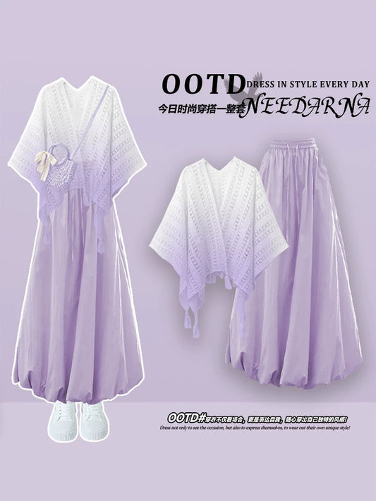 Summer dopamine unique beautiful slightly fat waist pinching Tyndall skirt suit female 2025 super good-looking dress