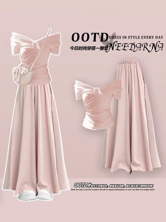 Summer dopamine outfit unique and beautiful slightly fat waist small skirt suit female 2025 super beautiful dress