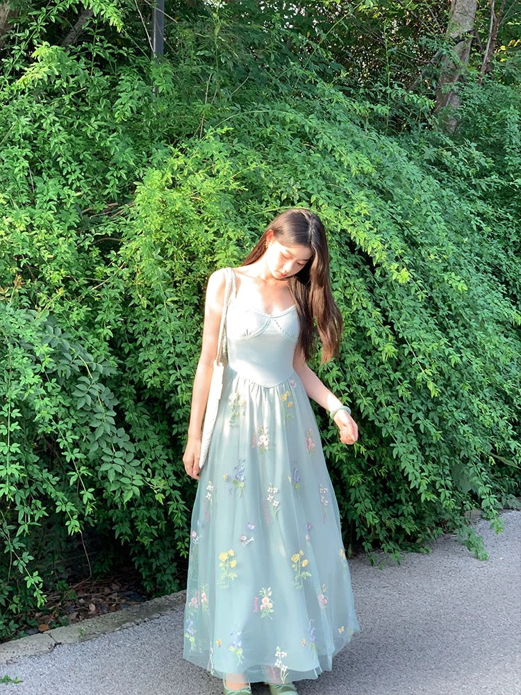 New Chinese style national style EIA Yiyao [summer solstice has not yet arrived] atmospheric dress for women summer high elastic slimming gauze skirt
