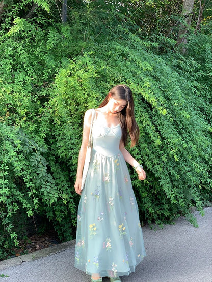 New Chinese style national style EIA Yiyao [summer solstice has not yet arrived] atmospheric dress for women summer high elastic slimming gauze skirt