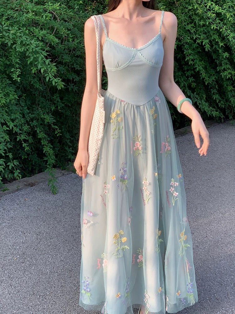 New Chinese style national style EIA Yiyao [summer solstice has not yet arrived] atmospheric dress for women summer high elastic slimming gauze skirt