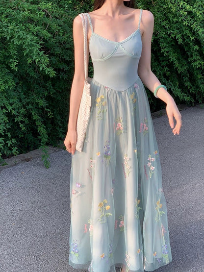 New Chinese style national style EIA Yiyao [summer solstice has not yet arrived] atmospheric dress for women summer high elastic slimming gauze skirt