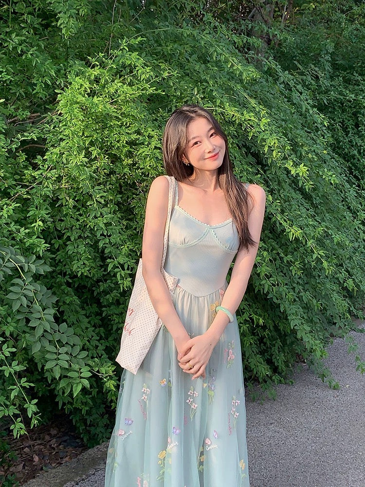 New Chinese style national style EIA Yiyao [summer solstice has not yet arrived] atmospheric dress for women summer high elastic slimming gauze skirt