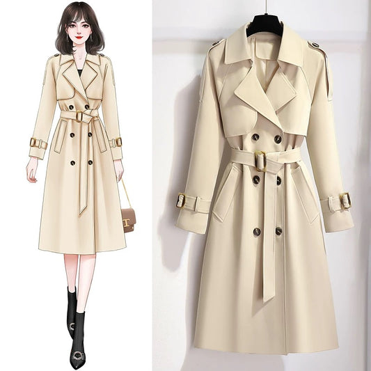 High-end long windbreaker women's coat 2024 new style this year's popular spring and autumn European products hot style super good-looking coat