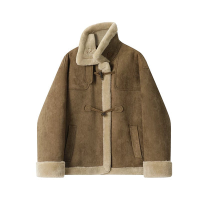 XinmonLee retro loose lambswool coat women's autumn and winter new thickened fur one-piece plush top