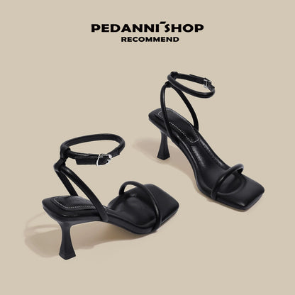 Pei Dani silver high heels for women with stiletto heels for summer with skirts French style strap Roman stunning sandals for women that feel like they are stepping on shit