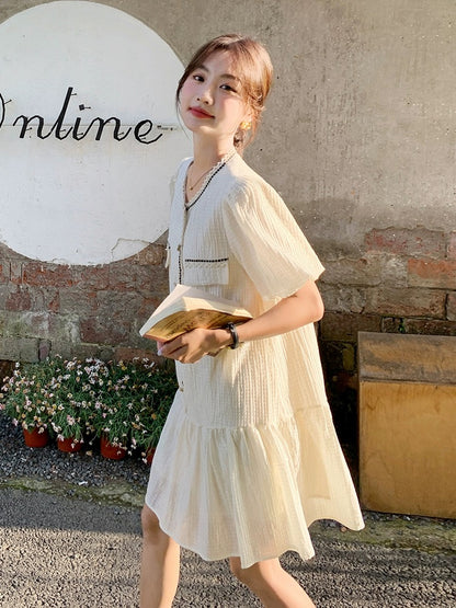 White small fragrant dress for women 2024 summer new style French style celebrity loose slimming skirt