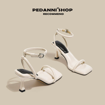 Pei Dani silver high heels for women with stiletto heels for summer with skirts French style strap Roman stunning sandals for women that feel like they are stepping on shit