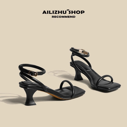 Pei Dani silver high heels for women with stiletto heels for summer with skirts French style strap Roman stunning sandals for women that feel like they are stepping on shit