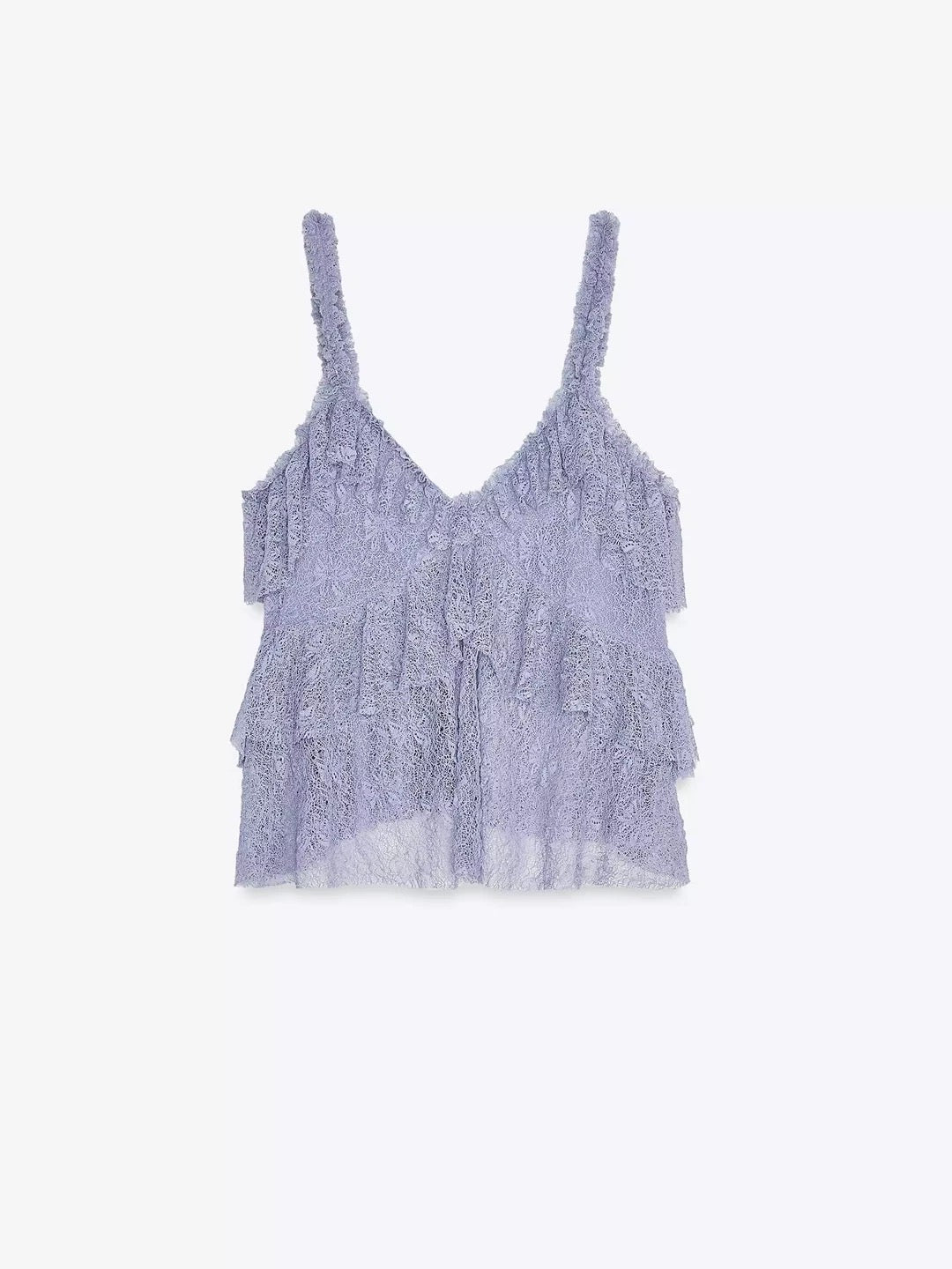 Summer Thai style unique exquisite beautiful blue lace V-neck ruffled small camisole top female 1058155