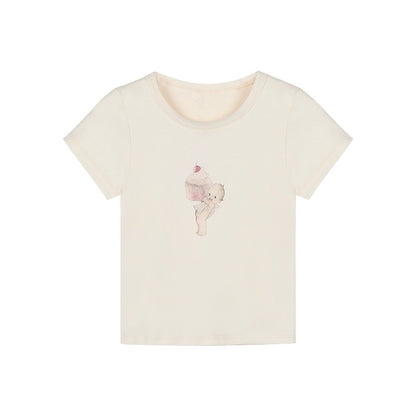 Short tight-fitting sweet hottie 2023 new bottoming shirt for women summer niche navel-baring short-sleeved slim T-shirt top trendy