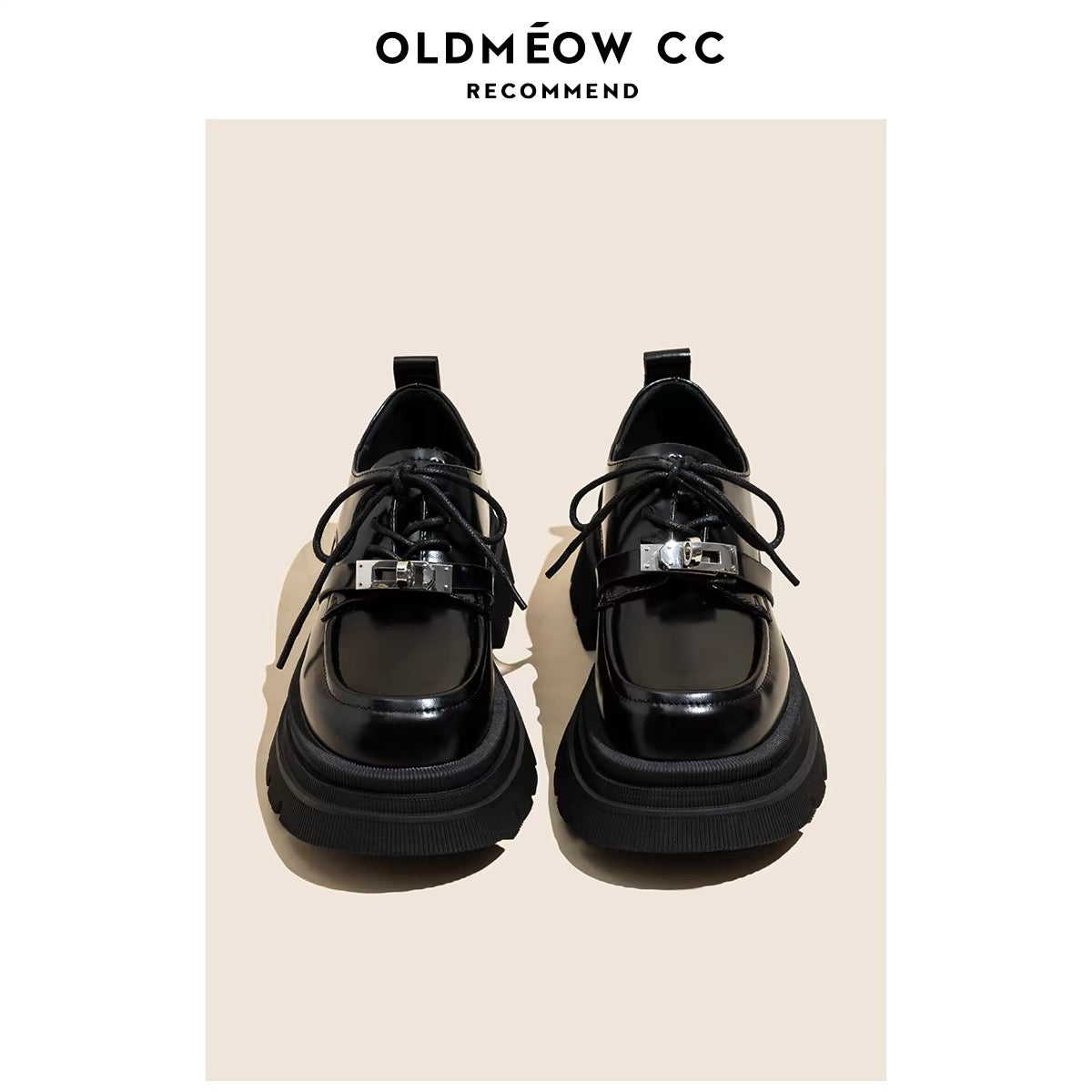Lao Miao's shop thick-soled black small leather shoes for women genuine leather autumn new style lace-up British style versatile loafers single shoes
