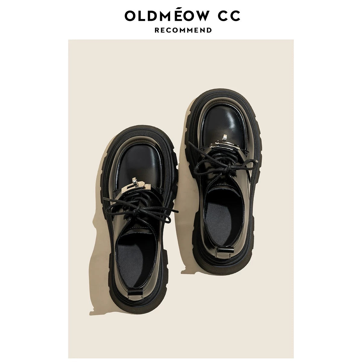 Lao Miao's shop thick-soled black small leather shoes for women genuine leather autumn new style lace-up British style versatile loafers single shoes