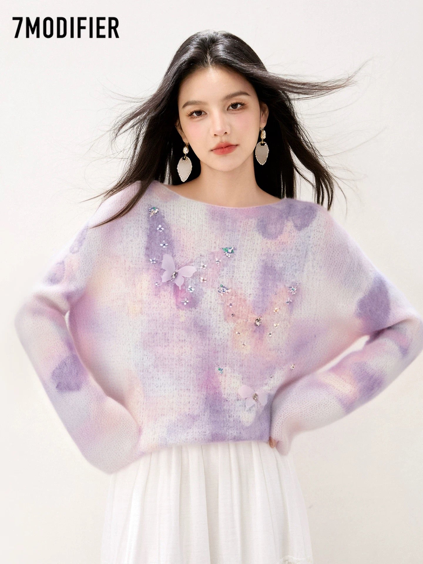 La Chapelle 7M2025 autumn design bow decoration sweater fashion all-match knitted sweater top women