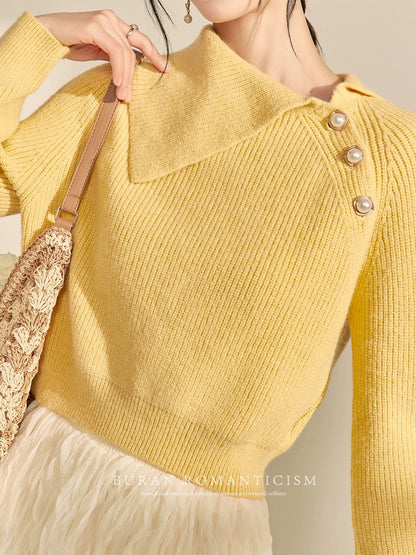 BURAN knitted sweater for women 2024 new spring and autumn French retro gentle temperament lady sweater lazy high-end sense