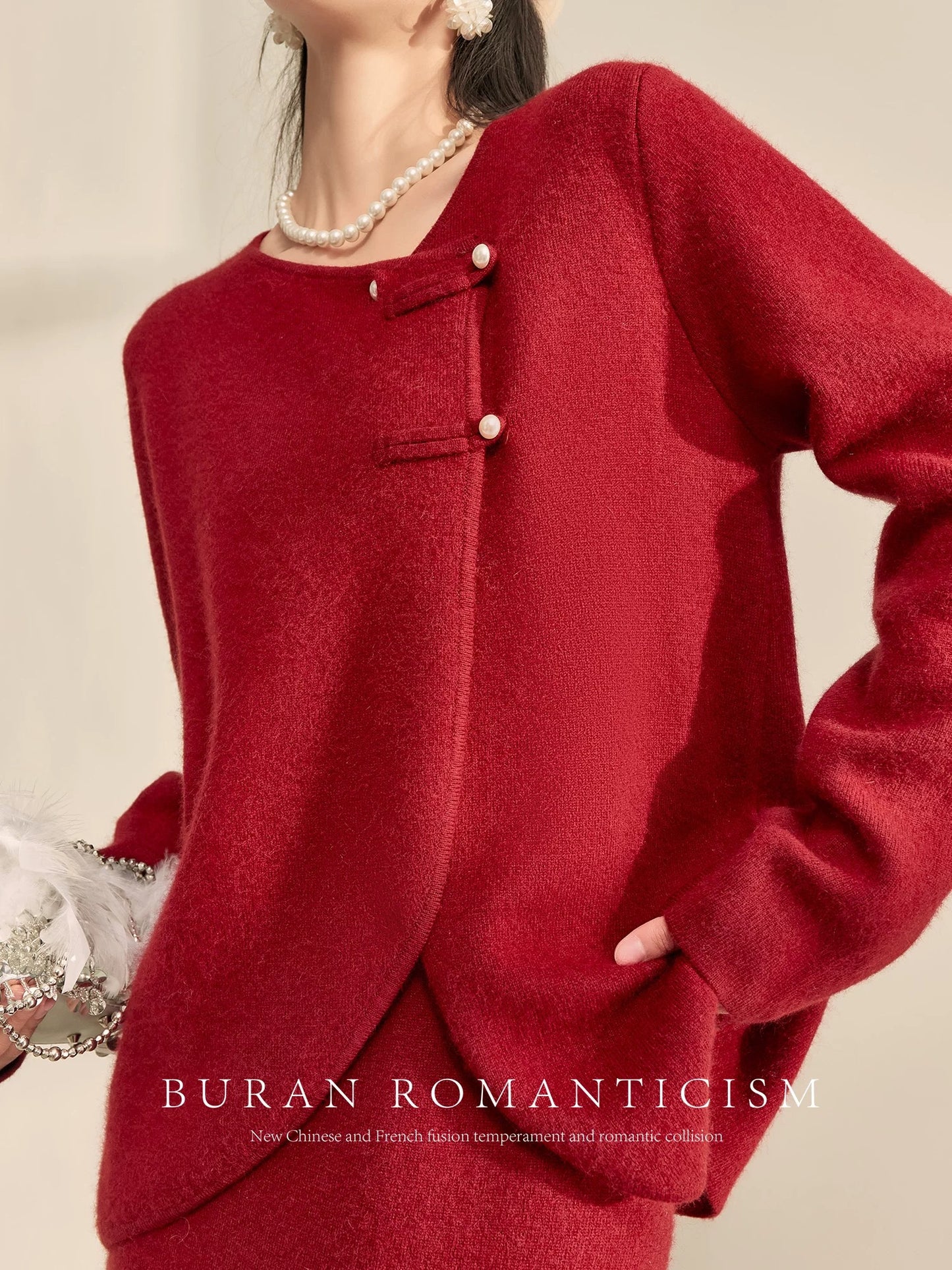 BURAN new Chinese style suit, red, retro, gentle, age-reducing socialite, unique and super good-looking, high-end style for late autumn