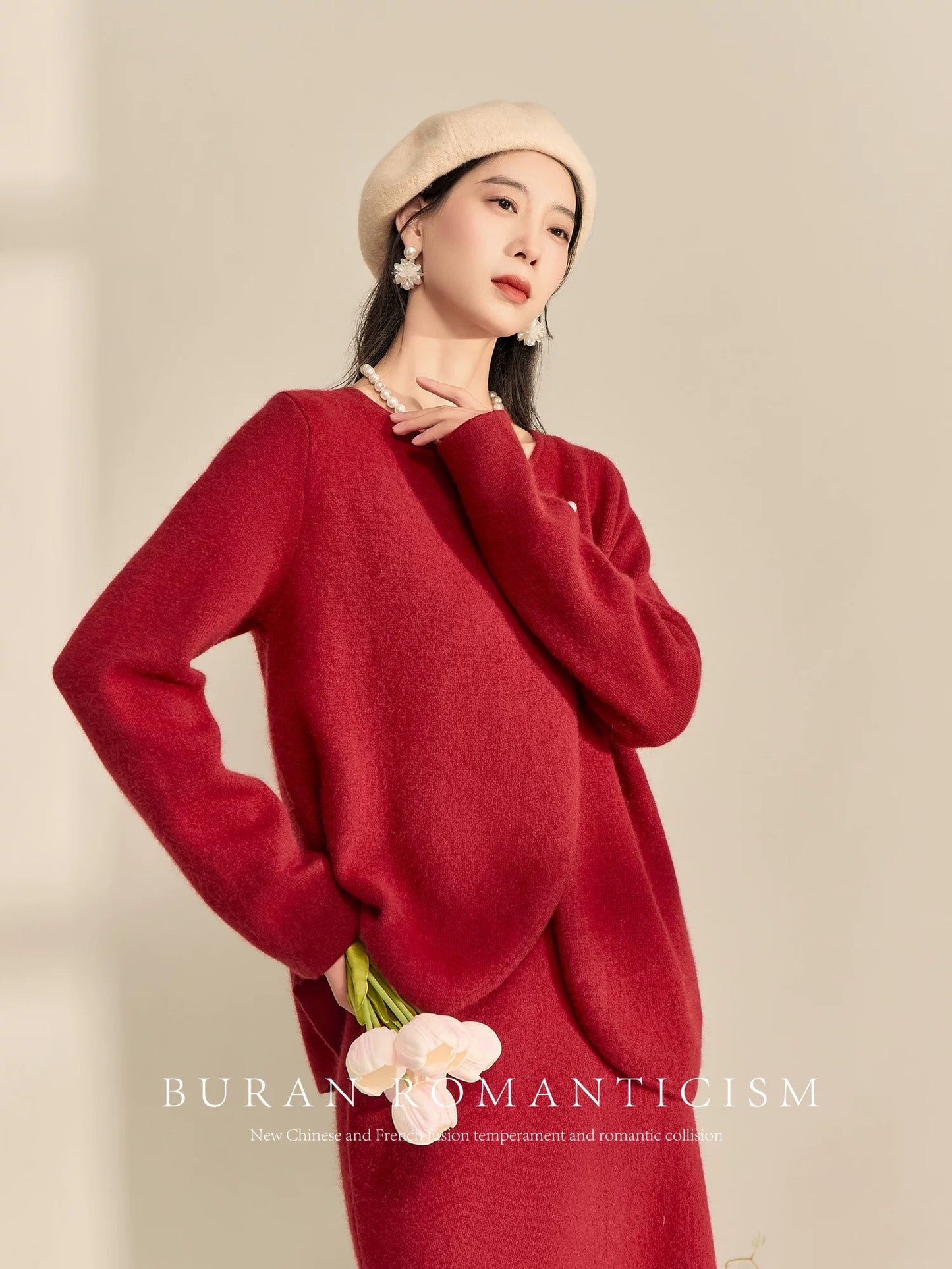 BURAN new Chinese style suit, red, retro, gentle, age-reducing socialite, unique and super good-looking, high-end style for late autumn