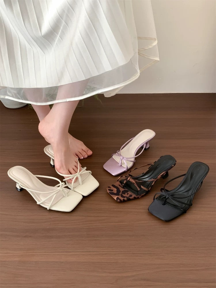 Huanli "Workplace Goddess" French Cross Strap Open Toe Flip-Flops Women's Summer Bow Roman Flip-Flops