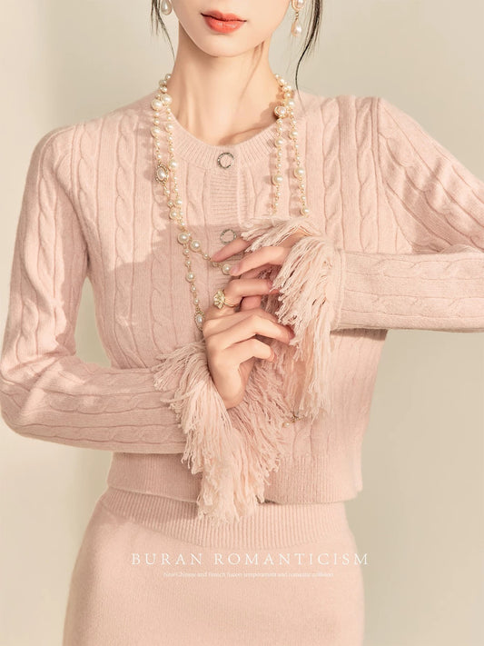 BURAN sweater dress knitted dress women's 2024 new autumn set two-piece set for autumn wear