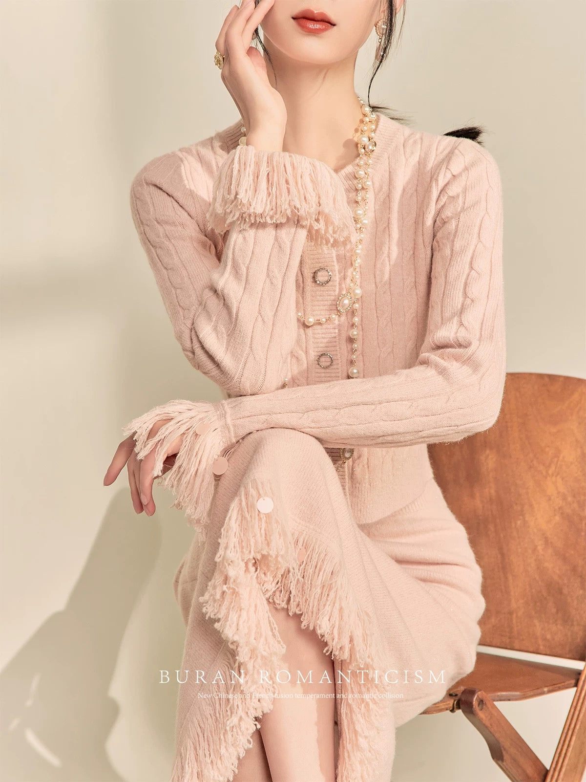 BURAN sweater dress knitted dress women's 2024 new autumn set two-piece set for autumn wear