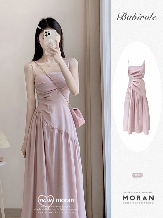 French style gentle wind suspender dress 2023 women's new self-cultivation irregular skirt spring and summer waist slimming temperament
