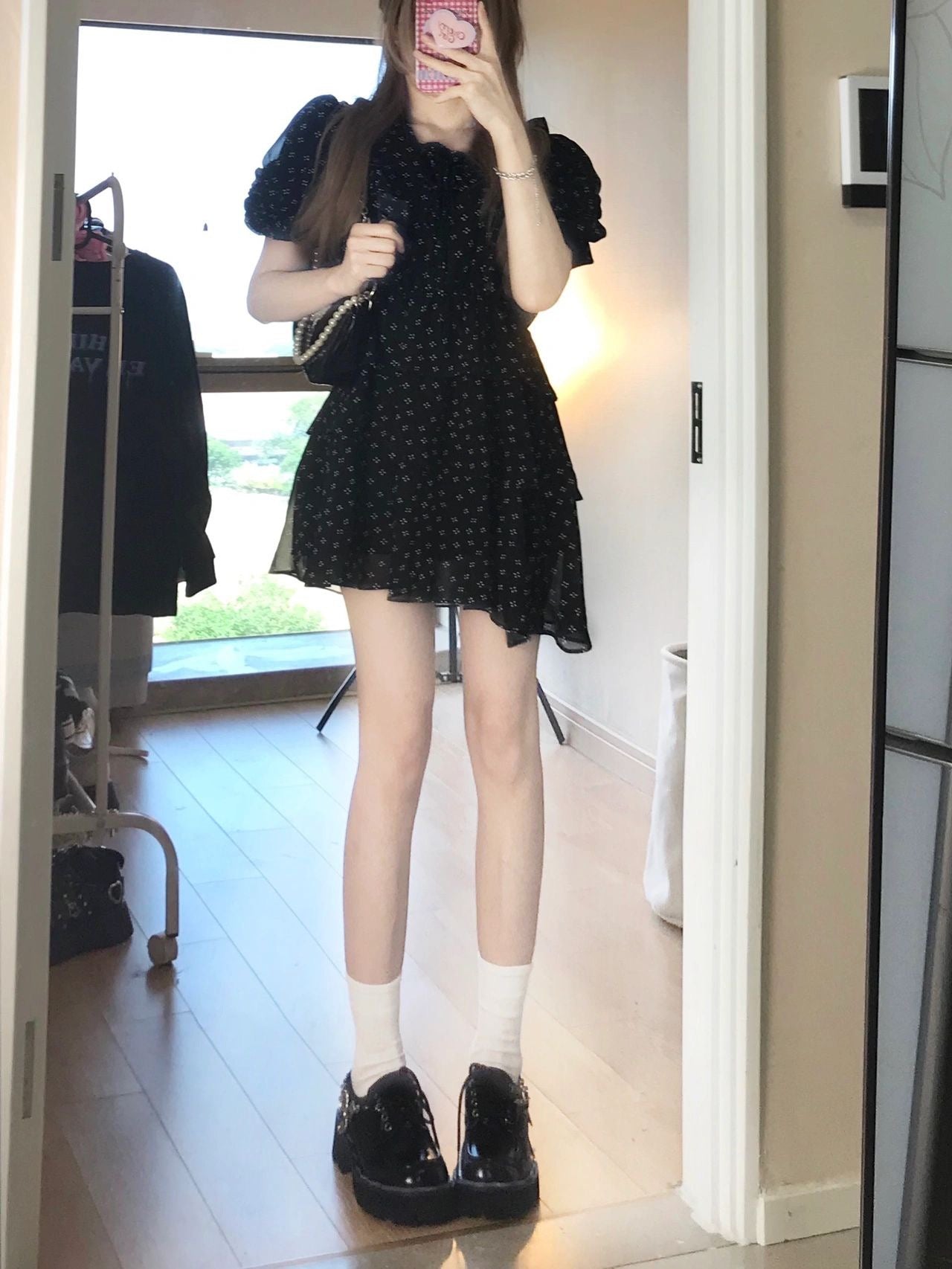 French Tea Break Girl Puff Sleeve Cake Dress Floral Dress Bandage Summer Slim Waist Slim Temperament First Love Dating