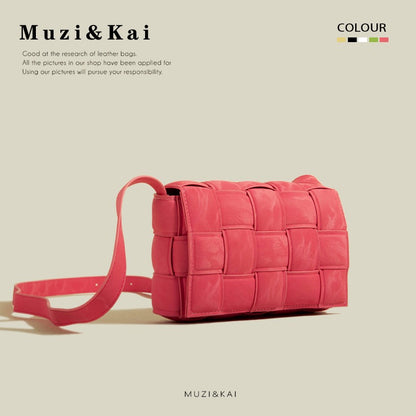 MuziKai genuine fashion woven plaid bag women's 2023 new popular all-match single shoulder Messenger small square bag
