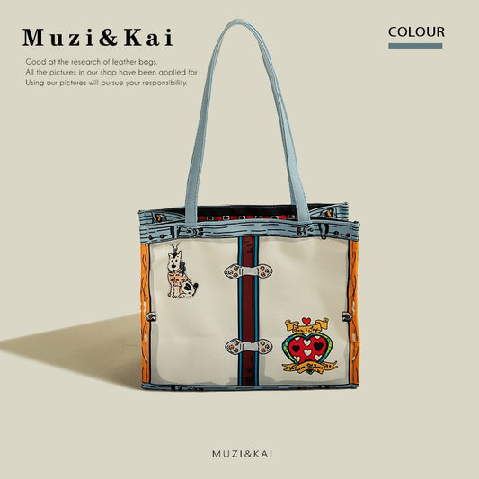 MuziKai authentic Japanese canvas large-capacity underarm bag women 2023 new casual trendy all-match tote bag