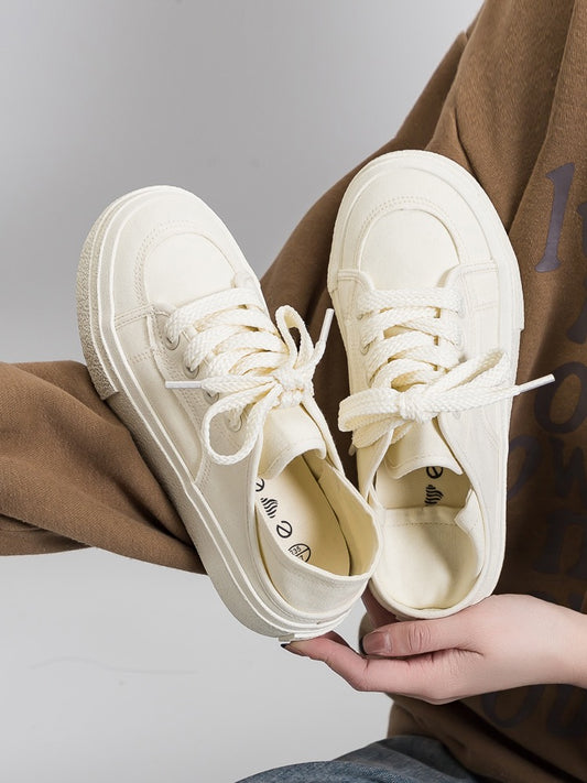 2023 summer new casual all-match one pedal breathable small white shoes thick bottom two wear half drag canvas shoes women