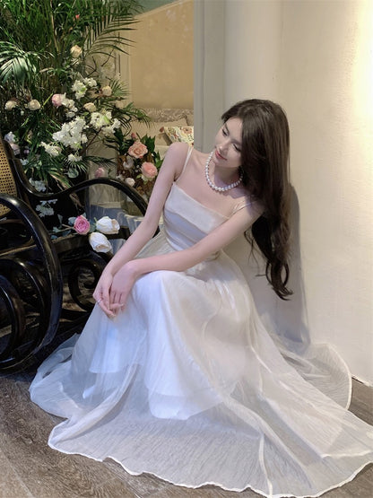 Pure desire wind waist strap dress women's summer 2023 new sexy temperament skirt high-end mid-length skirt