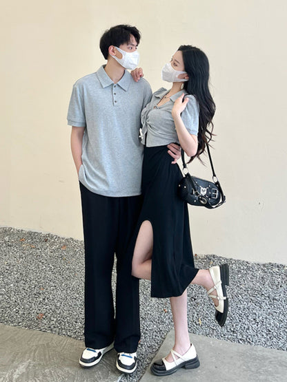 French couple's summer dress 2023 new one skirt and one dress design feeling niche fake two-piece dress high waist slimming