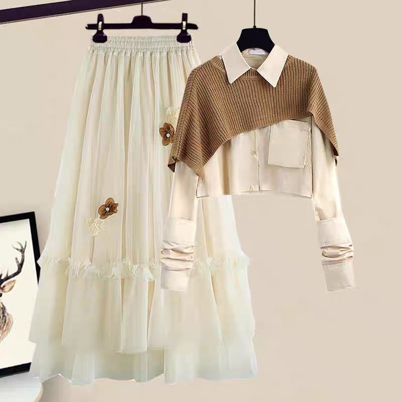 Autumn skirts, salt series, wear, slimming, age-reducing tops, small skirts, fashion suits, women's autumn and winter two-piece suits