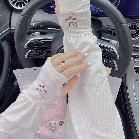 Ice silk sunscreen sleeves women's summer loose sleeves large size ice sleeves anti-UV driving protection arm sleeve sleeves