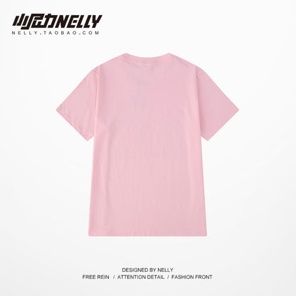 Ins tide brand Harajuku style summer cotton short-sleeved men's and women's printed loose large size top hip-hop couple fat T-shirt