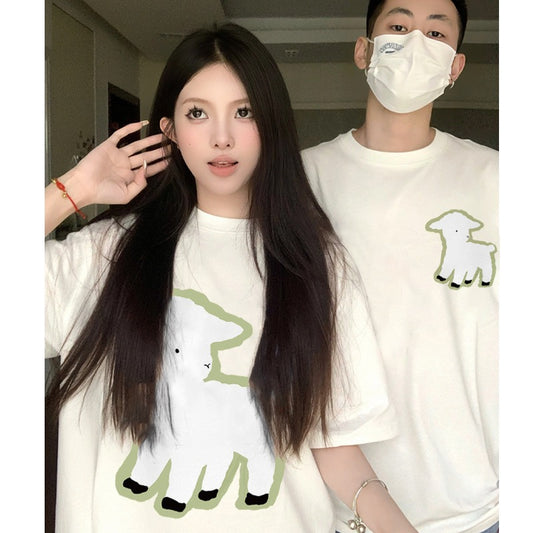 Different and special couple clothes summer clothes short-sleeved 2023 new spring high-end suit tide brand t-shirt roora