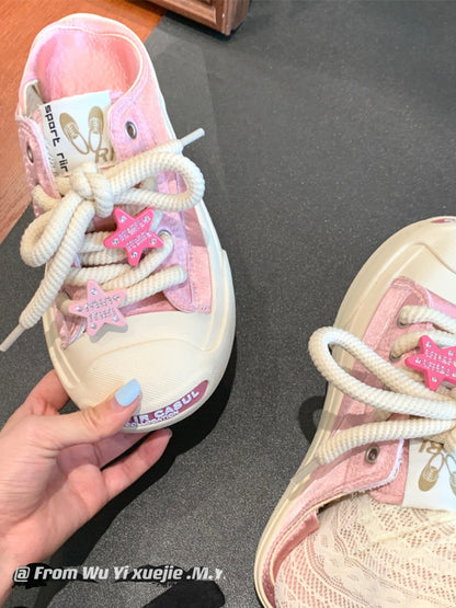 Explosive change niche original canvas shoes girls summer star shoes satin retro slip on breathable casual sports shoes