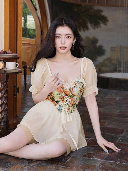 Jinzhu swimsuit women's new 2022 hot style pure desire style sexy one-piece conservative slimming cover belly hot spring swimsuit