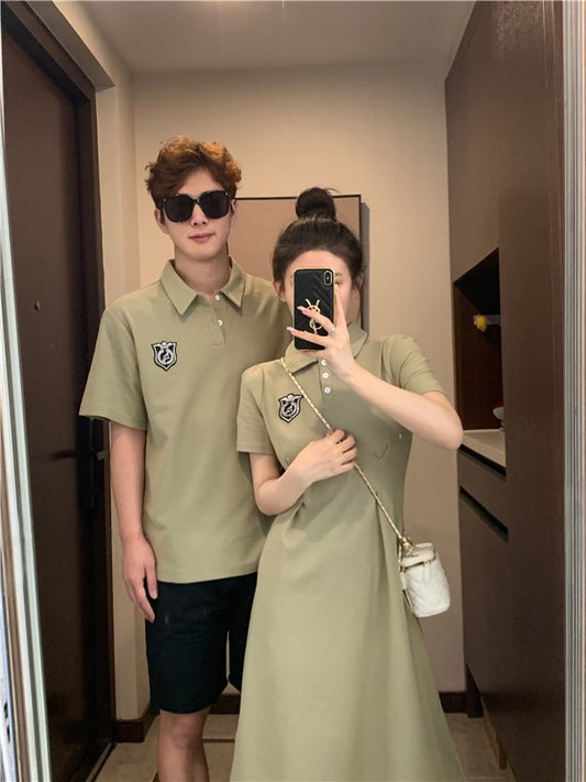Couples' summer clothes that won't hit the shirt 2023 new trend ins super hot college style POLO collar dress tide