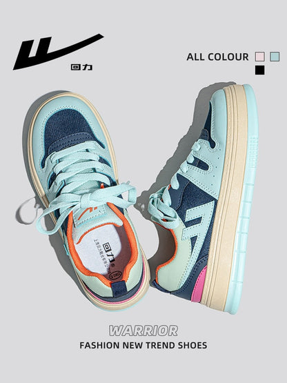 Pull back summer breathable skate shoes women 2023 new retro color matching dopamine thick bottom women's shoes all-match casual shoes