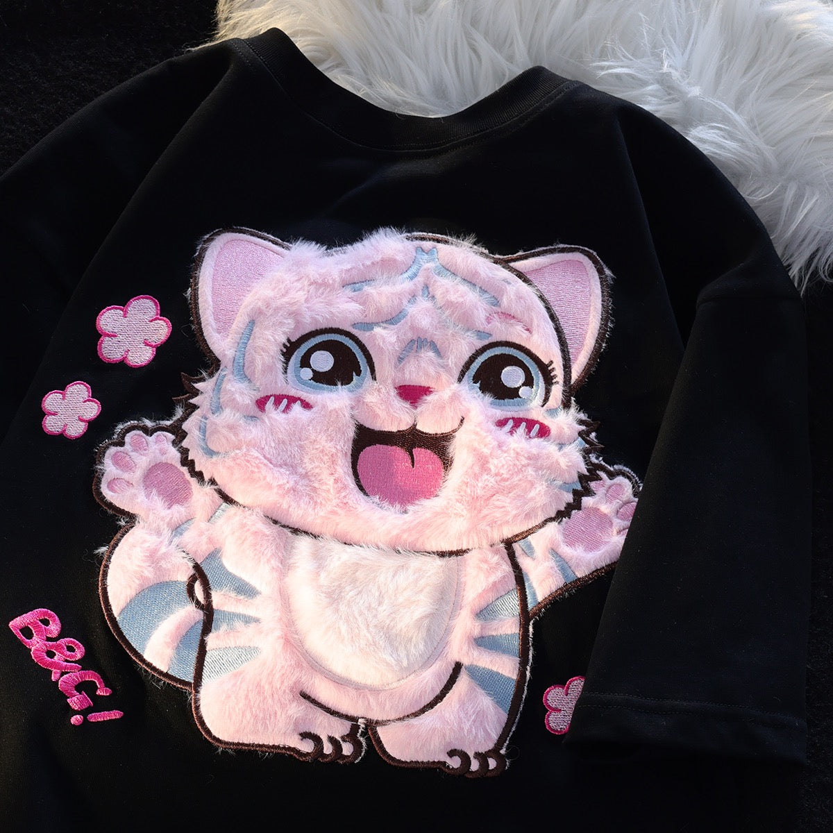 JWNEED kitten lovers to hug short-sleeved T-shirt men and women summer loose ins cute college wind clothes