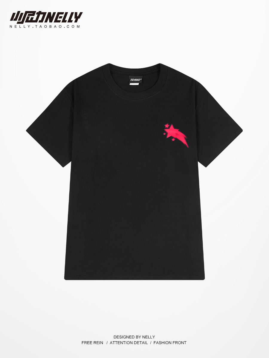 Original national tide mid-sleeve oversize half-sleeved graffiti short-sleeved men's and women's loose high street T-shirt American half-sleeved tee
