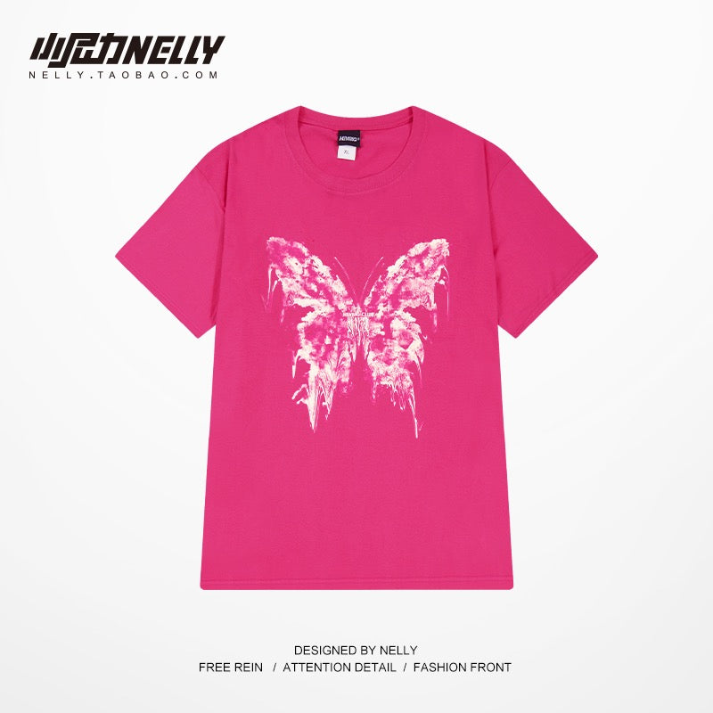 Hong Kong style pure cotton short-sleeved T-shirt men's summer ins trend bottoming shirt design sense loose cartoon mid-sleeved half-sleeved T-shirt