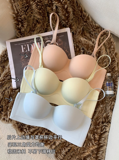 Strapless underwear women's non-slip gathered small chest shows big tube top top thin bottom thick seamless bra without steel ring invisible bra