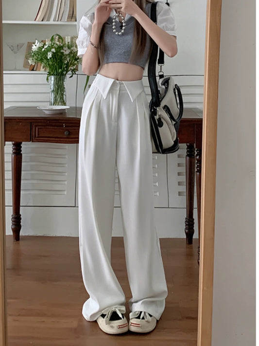 Black high waist thin casual pants women's summer loose all-match new suit pants straight-leg pants mopping trousers pants