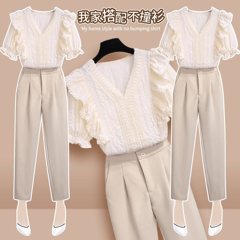 Professional suit women's summer 2023 new small man wears a complete set of temperament, fashion, foreign style and fashionable two-piece suit